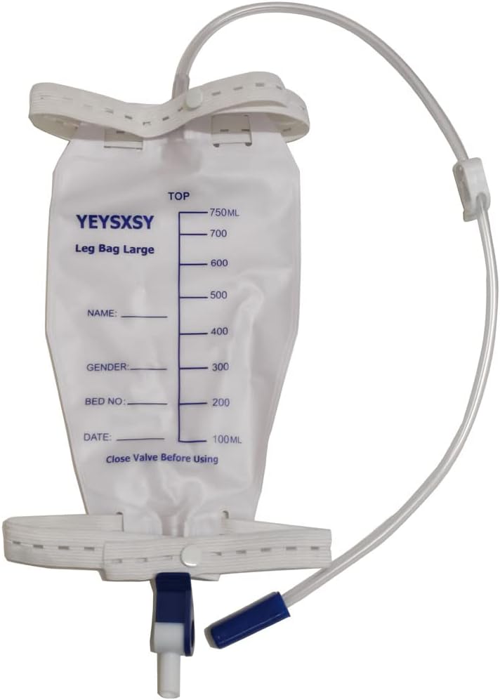 帶防反流室的尿液引流袋,750 毫升/25 盎司 25 英寸引流管,豪華織物腿袋(4 個裝)
