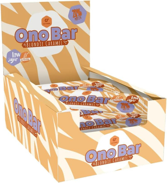 GoFitness Nutrition ONO Bar 金髮焦糖口味 - 12x40克裝 - 高蛋白健身棒,支持肌肉生長、提升能量,也是健康零食