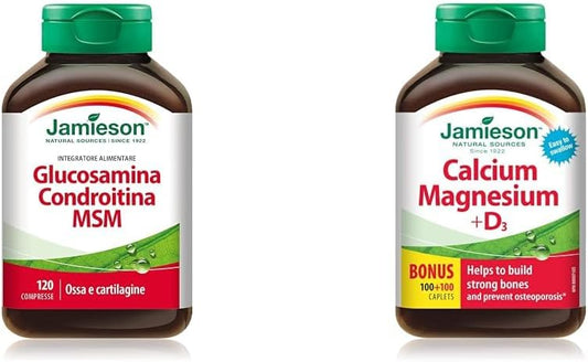 Glucosamine Chondroitin MSM 1,300 mg Ultra-Strength Caplets - Gluten-Free & Calcium Magnesium and Vitamin D3
