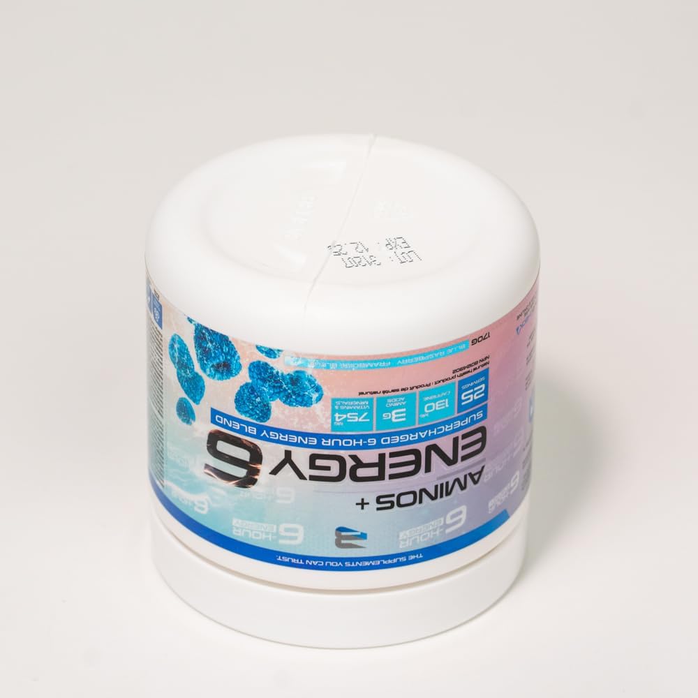 Believe Supplements - 氨基酸+能量 6-6 小时能量补充剂,含维生素、矿物质和兴奋剂 - 提升注意力和能量 - 零糖(蓝莓)