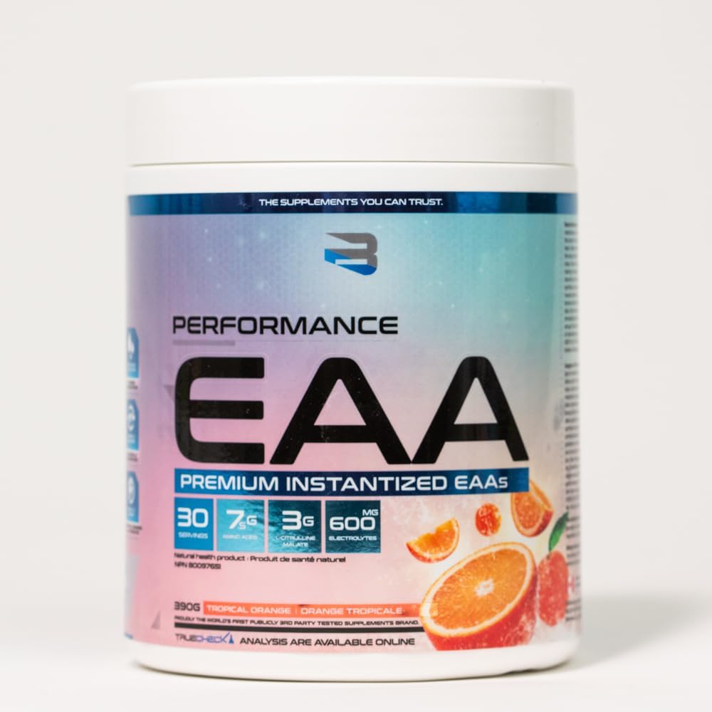 Believe Supplements 高性能 EAA - 必需氨基酸配方 | 促进肌肉恢复、性能和补水 | 提供无糖美味口味!(30 份,热带橙味)