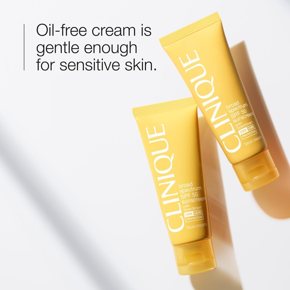 Clinique Broad Spectrum SPF 50 Sunscreen Oil Free Face Cream | Safe For Sensitive Skin, 50ml