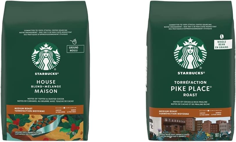星巴克研磨咖啡混合,793 克 & 派克市場全豆中度烘焙咖啡,907 克