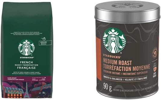 星巴克法式烘焙研磨咖啡 793 克和中度烘焙優質即溶咖啡 90 克