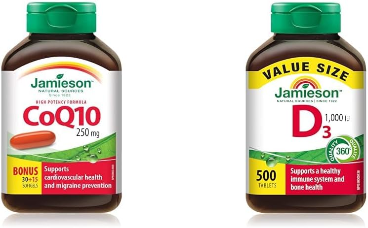 CoQ10 250 毫克超强效 - 辅酶 Q10,非转基因,无麸质,含维生素 D 1,000IU 500 片