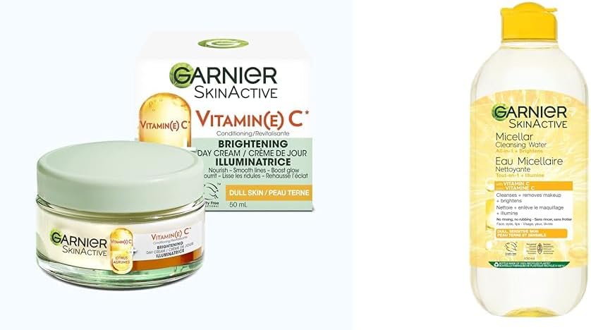 Garnier Vitamin C Brightening Day Cream + Micellar Cleansing Water Bundle