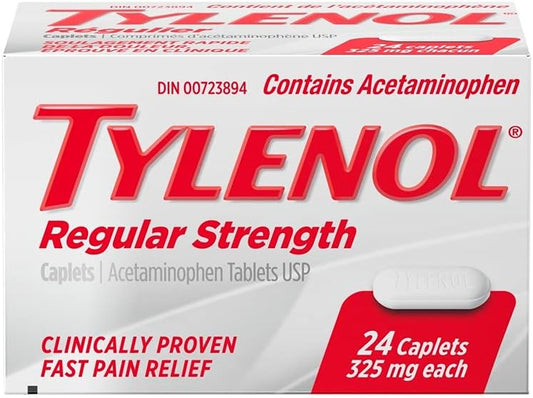 泰诺常规强度,用于缓解疼痛、缓解头痛和退烧,325 毫克对乙酰氨基酚胶囊