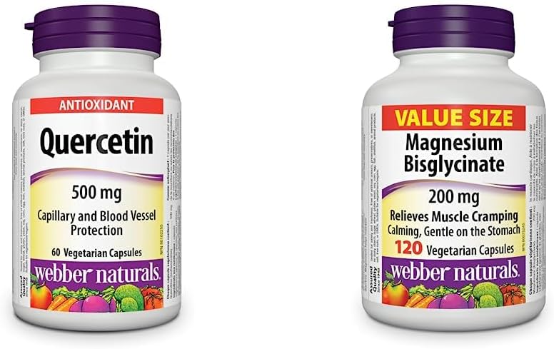 Webber Naturals 槲皮素 500 毫克 + 双甘氨酸镁 200 毫克补充剂套装
