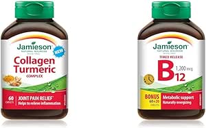 Jamieson 膠原蛋白薑黃複合物,60 片裝,含維生素 B12(鈷胺素)1200 微克,定時釋放,80 片裝