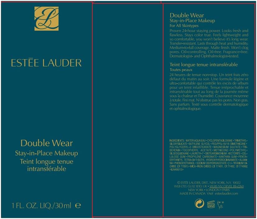 Estée Lauder Double Wear Stay-in-Place 24-Hour Long-Wear Matte Foundation, 30 ml, 2C0 Cool Vanilla
