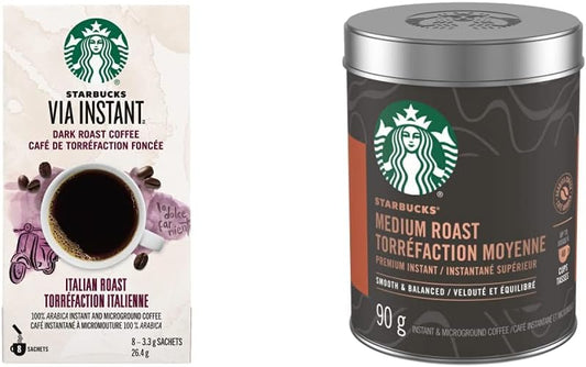 星巴克 Via 即溶義式深度烘焙咖啡,8 支裝,中度烘焙優質即溶咖啡 90 克
