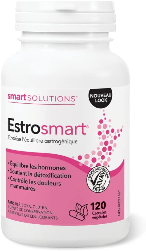 Smart Solutions Estrosmart Vegetarian Capsules, Balances Hormones, Supports Estrogen Metabolism, and Controls Breast Pain. With Calcium D-Glucarate, and DIM, Gluten-Free, Soy-Free, No Artificial Preservatives or Sweetene…