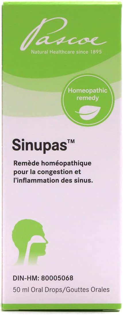 Pascoe - Sinupas 50ml - 口服滴剂 - 缓解鼻窦充血和炎症的顺势疗法 - 缓解鼻窦炎和充血症状 - 不引起困倦的鼻窦缓解 - 丝瓜、橙黄硫锑、大戟、木薯。