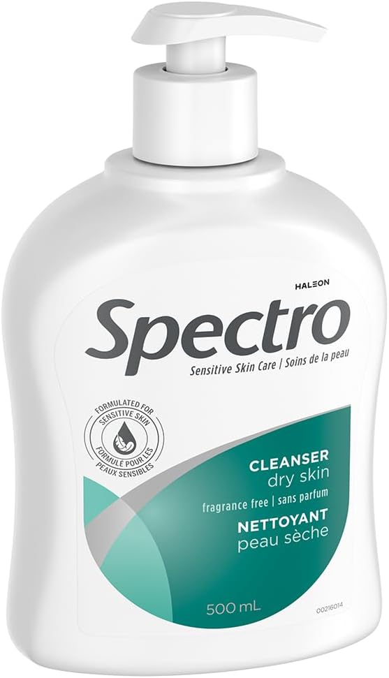Spectro Facial Cleanser for Dry Skin, Fragrance and Dye Free Skin Care, Pump Dispenser, 500 mL