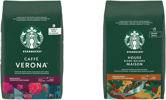星巴克 Caffe Verona 全豆深度烘焙咖啡,907 克 & 研磨咖啡混合,793 克