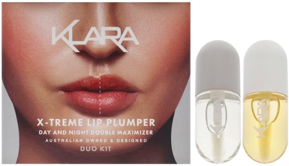 X-Treme Lip Plumper Duo by Klara for Women - 2 Pc 0.18oz Lip Maximizer Day Plumper, 0.18oz Lip Care Night treatment