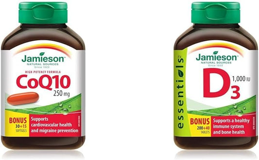 CoQ10 250 毫克超强效 - 辅酶 Q10,非转基因,无麸质和维生素 D3 1,000 IU,240 粒(1 包)