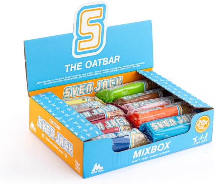 SvenJack Vegan Oat Bar All‑In‑One - 20 × 65g - High‑Fibre, Low‑Sugar, Gluten‑Free Oatmeal Energy Snack with Mixed Signature Flavours