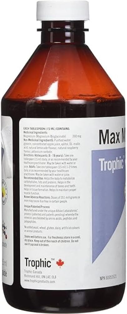 Trophic Max Mag(甘胺酸鎂),450毫升,覆盆子檸檬水
