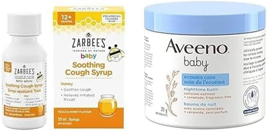 舒緩寶寶套裝:Zarbee 嬰兒舒緩止咳糖漿 59 毫升 + Aveeno 嬰兒濕疹護理夜間潤膚膏 311 克