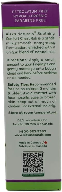 Aleva Naturals Soothing Comfort Chest Rub - Gentle and Easy to Use, Healthy Baby Care, Refreshing Scents of Eucalyptus and Lavender Oils, 50ml
