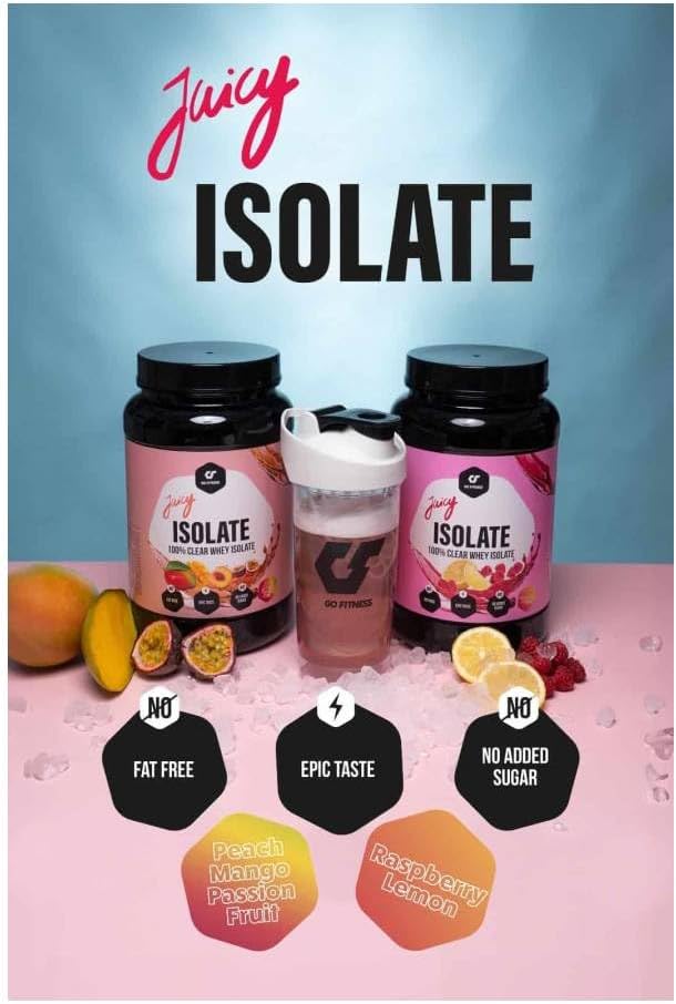 GoFitness Nutrition 100% Clear Juicy Whey Isolate Protein Powder 900g – Refreshing Raspberry Lemon Flavor – Fast Absorption, Muscle Recovery, Low Sugar Fitness Supplement