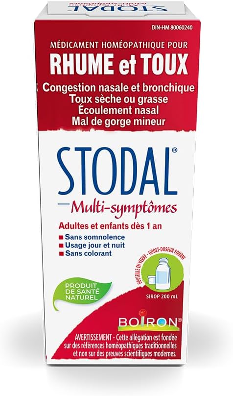 Boiron Stodal Cold & Cough Syrup, 200ml, Relief for Nasal & Chest Congestion, Runny Nose, and Dry or Wet Cough.