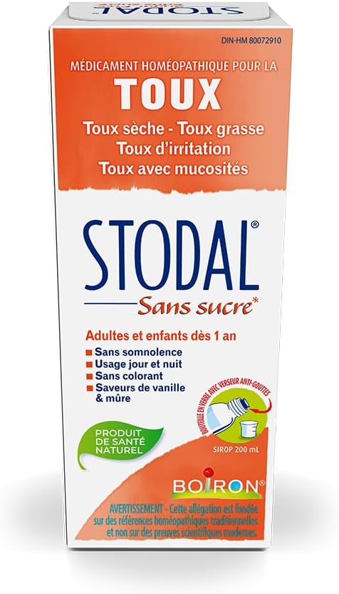 Boiron Stodal Adult Sugar Free, 200ml, Homeopathic Medicine for Dry & Wet Cough