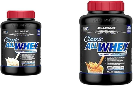 ALLMAX Nutrition - ALLWHEY Classic - 100% Whey Protein - Vanilla - 5 Pound & Classic 100% Whey Protein - Chocolate Peanut Butter - 5 Pound
