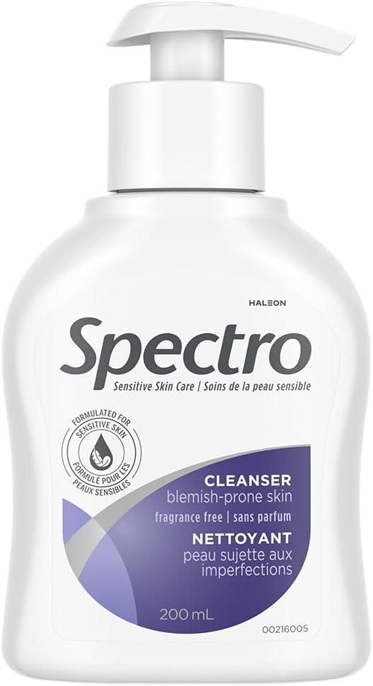 Spectro Facial Cleanser for Blemish Prone Skin, Fragrance and Dye Free, Pump Dispenser, 200 ml
