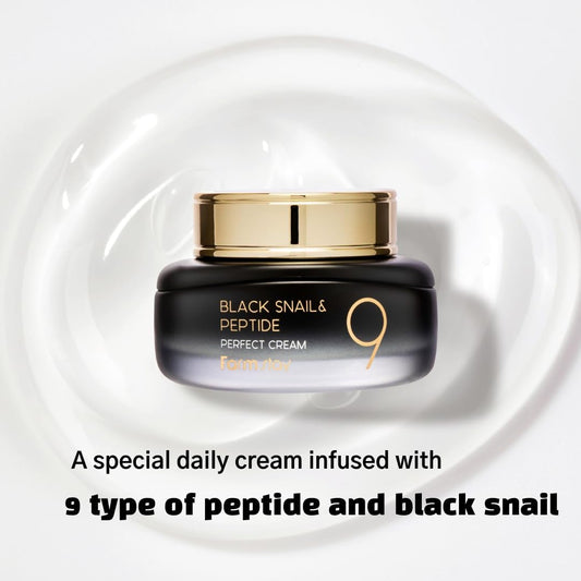 Farm Stay Farmstay Black Snail and Peptide 9 Perfect Cream - Anti Aging Cream with Peptide Formula - Fights Wrinkles and FIne Lines - Brightens Skin - 55 ml