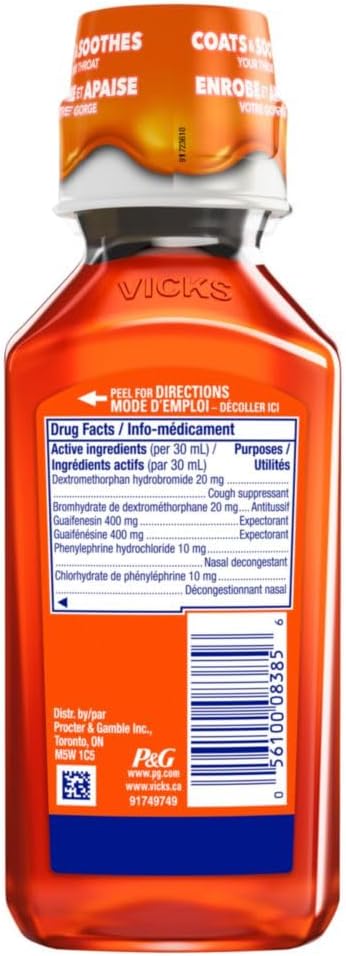 Vicks DayQuil 止咳和鼻塞非嗜睡液体药,白天缓解咳嗽、粘液和鼻塞,柑橘味,354 毫升
