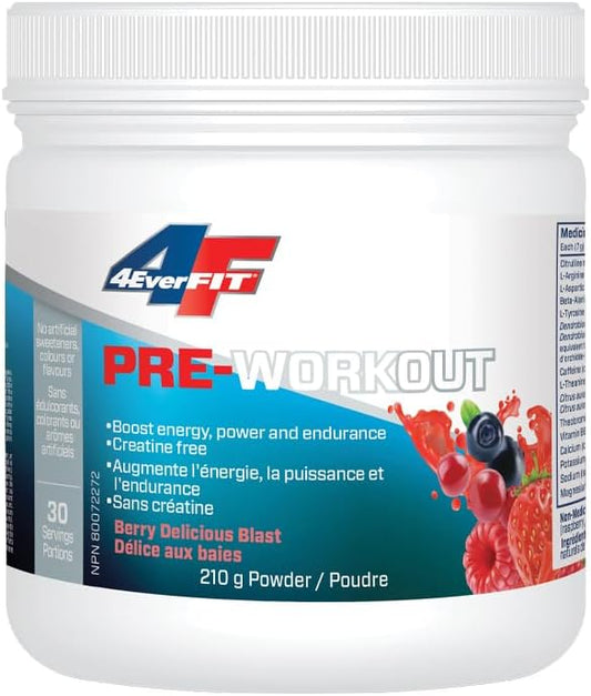 4EverFit 锻炼前补剂 - 全天然,不含肌酸 - 浆果美味爆浆 210克