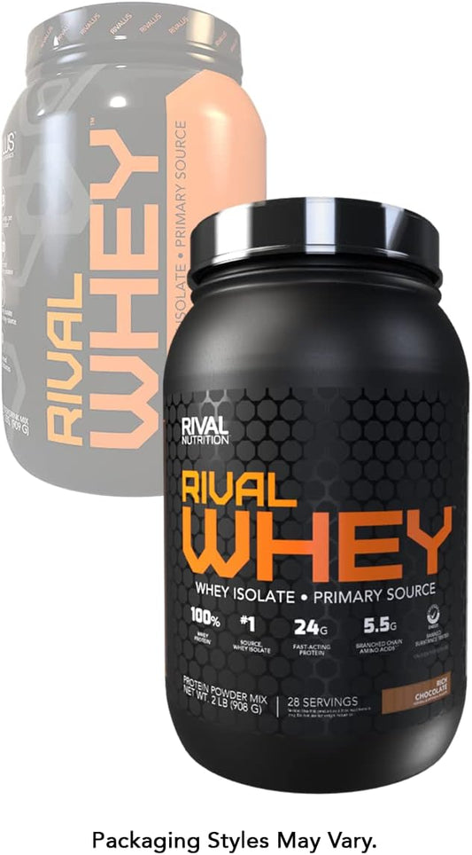 Rivalus Rivalwhey Rich Chocolate 100% Whey/Isolate Primary Source 2 Lbs 953 gram