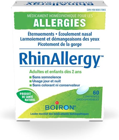 Boiron RhinAllergy for Relief from Allergy Symptoms of Sneezing, Runny Nose, and Itchy Eyes or Throat- 60 Tablets