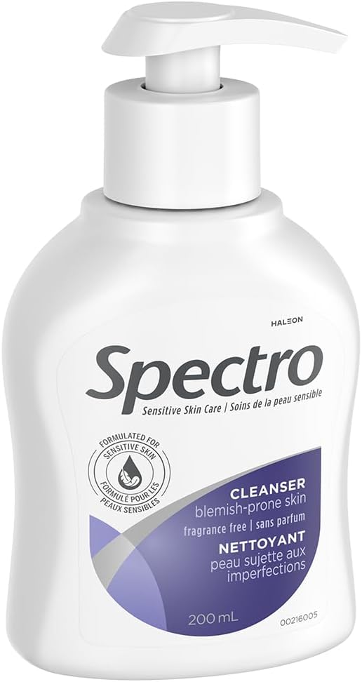 Spectro Facial Cleanser for Blemish Prone Skin, Fragrance and Dye Free, Pump Dispenser, 200 ml