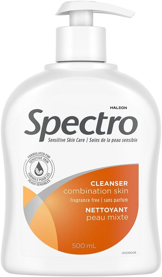 Spectro 潔面乳(適合混合性肌膚),無香精和無染料,按壓式分配器,500 毫升