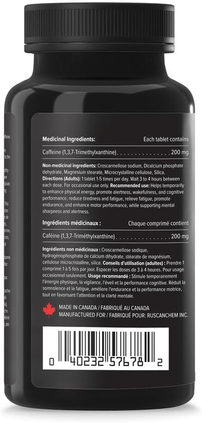 运动营养源 - 咖啡因 200 毫克 100 片