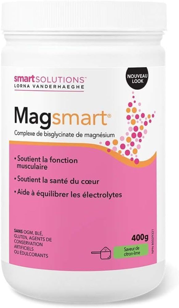 Smart Solutions Magsmart 檸檬青檸風味鎂粉,富含甘氨酸鎂複合物,有助於維持肌肉功能、心臟健康,並有助於平衡電解質。每份含 280 毫克甘胺酸鎂,不含人工防腐劑…