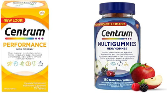Centrum 男女复合维生素/矿物质(含人参)| Centrum 男士复合软糖(130 粒)