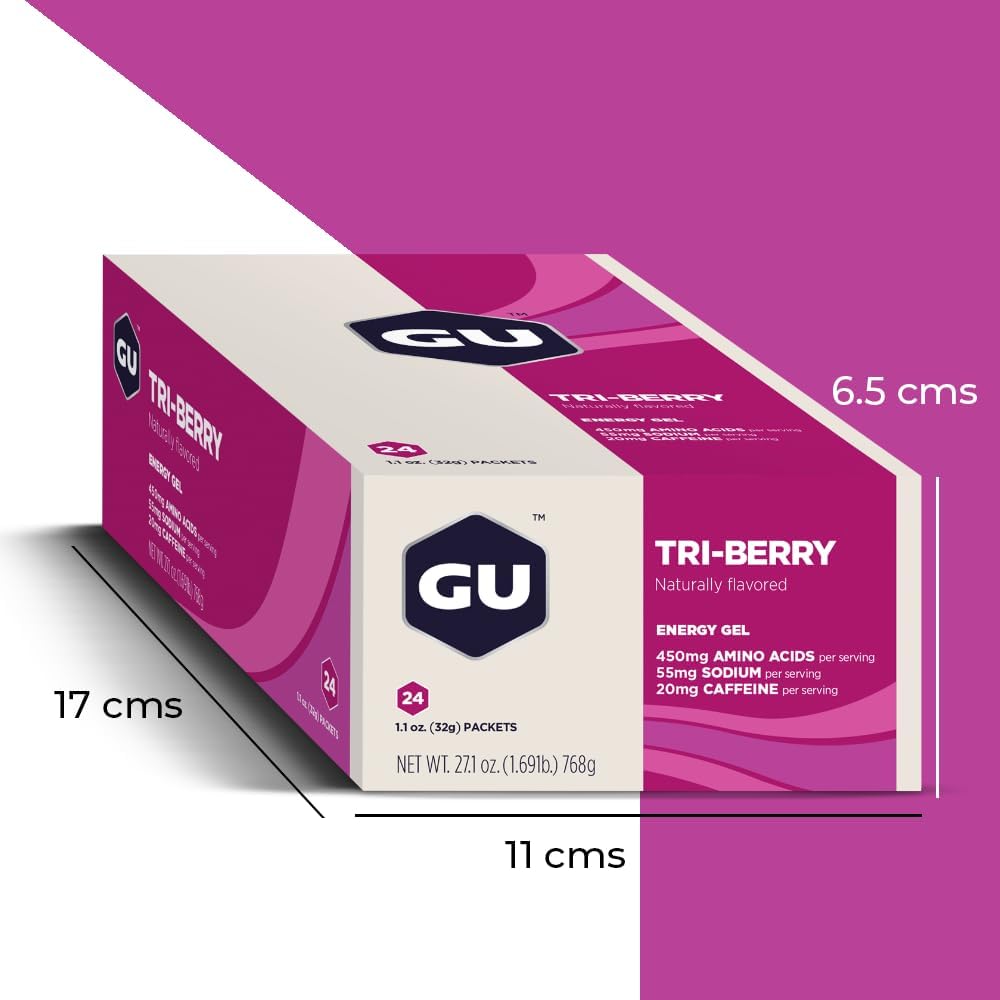 GU ENERGY 原廠運動營養能量凝膠,香草豆味,24 粒 & 原廠運動營養能量凝膠,三種莓果味,24 粒裝