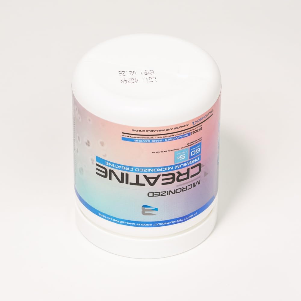 Believe 微粉化肌酸 - 优质微粉化肌酸一水合物,吸收率更高,每勺 5 克微粉化肌酸一水合物(60 粒)