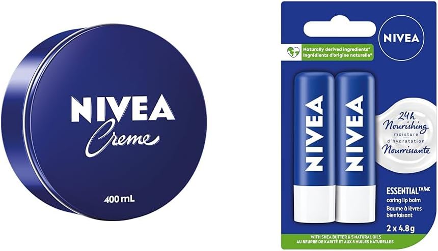 NIVEA Creme | All Purpose Moisturizing Cream| Face, Hand, Body Cream & Lip Care Essential, (2 X 4.8g) | Made with Jojoba Oil & Shea Butter, 24H Hydration, Transparent