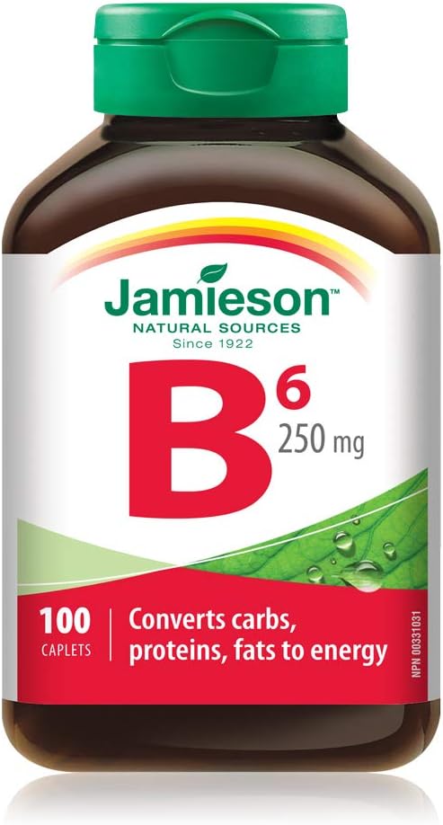 Jamieson 维生素 B6 吡哆醇 250 毫克,100 片(1 包)和叶酸 1000 微克 100 片