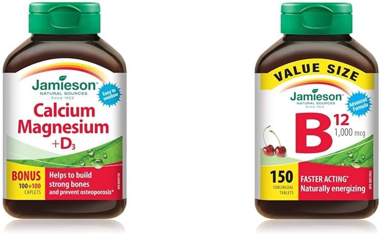 Jamieson 鈣鎂維生素 D3 和維生素 B12 甲鈷胺 1,000 微克速溶片 - 超值裝