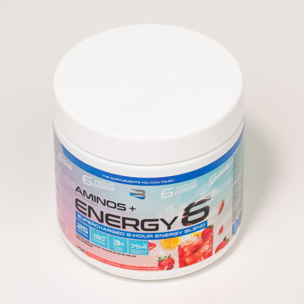 Amino+Energy6-6 小时能量补充剂,含氨基酸、维生素、矿物质和兴奋剂 - 提升注意力和能量 - (草莓柠檬水)