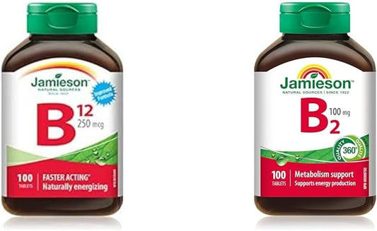 Jamieson 维生素 B12 甲钴胺 250 微克和维生素 B2 核黄素 100 毫克