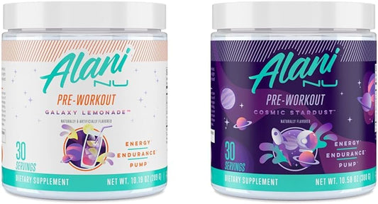 Alani 锻炼前 Galaxy 柠檬水 30 份 & 锻炼前补充粉,用于提升能量、耐力和泵感 | 无糖 | 200 毫克咖啡因