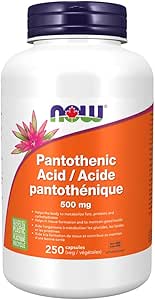 NOW Supplements, 泛酸(維生素 B-5)500 毫克,B 群維生素,250 粒膠囊