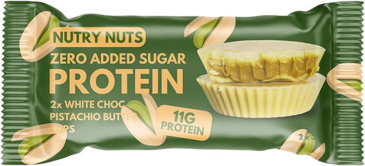 Nutry Nuts Protein Peanut Butter -1 Box of 12 - Only 1.3 g Sugar - 10-12 g Protein -2-pack (12 Count, White Choc Pistachio)
